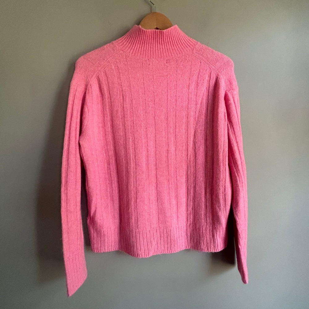 J.Crew Pink Ribbed Mock Neck Sweater Merino Alpaca Blend Small Pullover - Picture 8 of 8